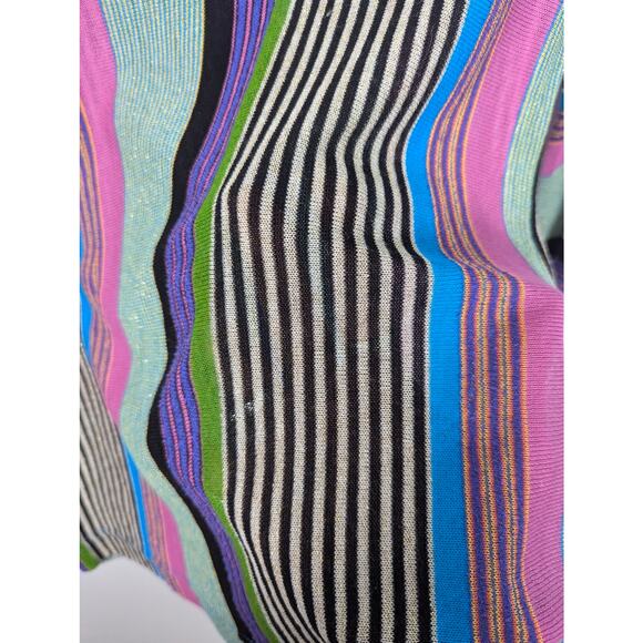 VTG Y2K Striped Metallic Knit Collar Sheer Sweater Retro Festival Top SZ 38 SEE - Picture 7 of 9